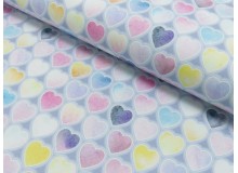 French Terry - Aquarell Herzen weiß flieder pastell